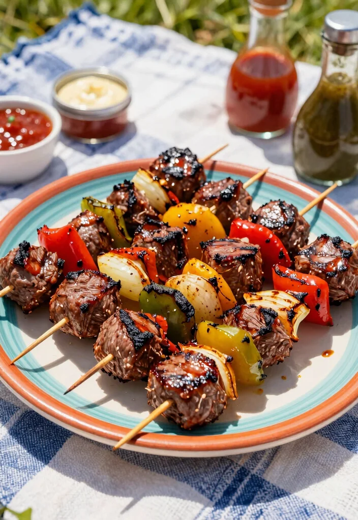 16 Beef Round Steak Recipes: Lean Savory Plates - 4. Round Steak and Vegetable Skewers 1