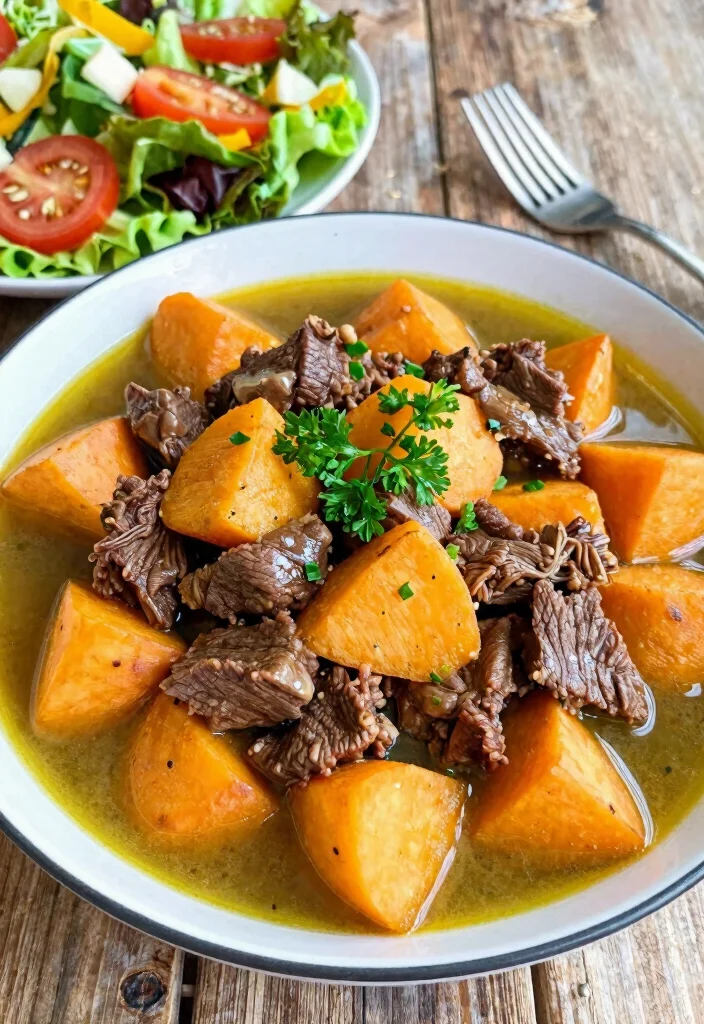 16 Beef Tips Crock Pot Recipes Tender Savory Classics - 13. Beef Tips with Sweet Potatoes 1