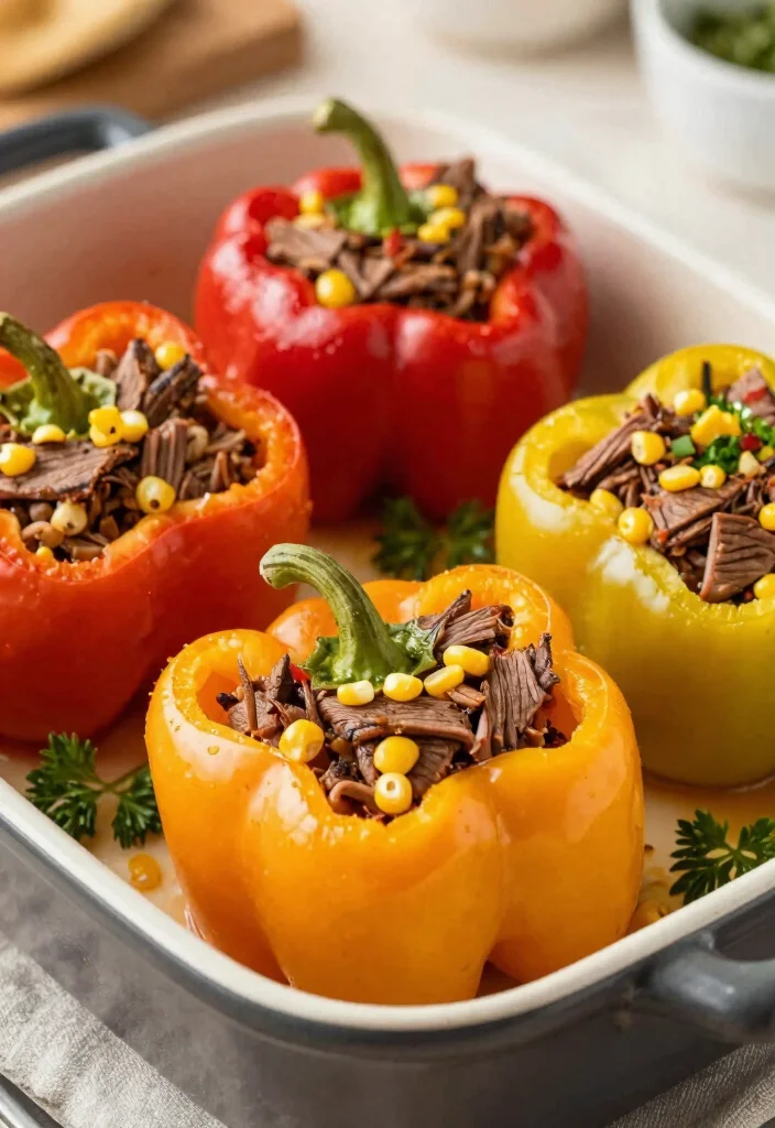 16 Canned Corned Beef Recipes: Pantry Comfort Meals - 5. Corned Beef Stuffed Peppers 1