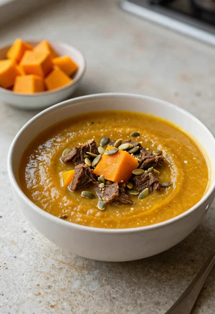 16 Cozy Ground Beef Soup Recipes for Hearty Bowls - 7. Beef and Acorn Squash Soup 1