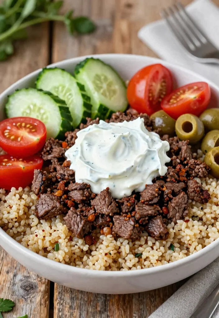 16 Ground Beef Bowl Recipes Customizable Easy Dinners - 2. Mediterranean Beef Bowl 1