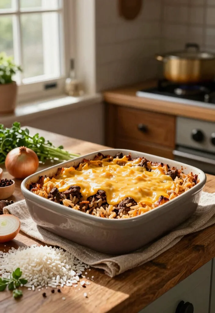 16 Ground Beef Casserole Recipes Cozy Family Bakes - 1. Cheesy Beef and Rice Casserole 1