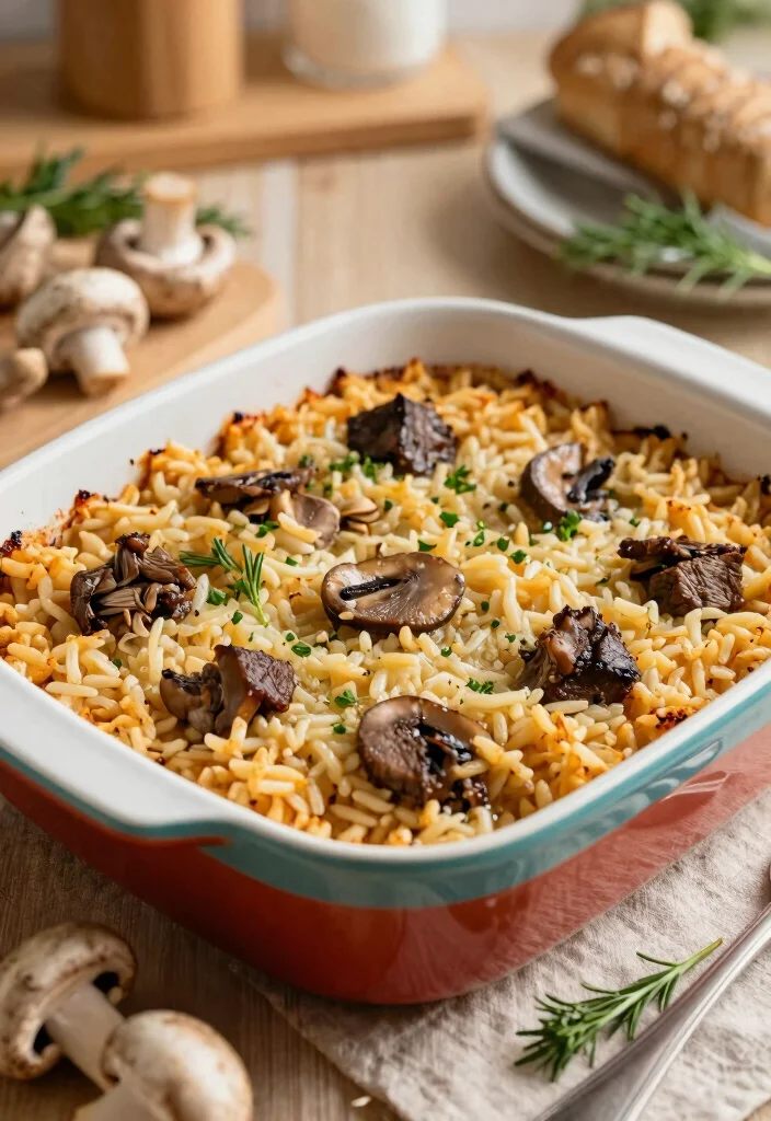 16 Ground Beef Casserole Recipes Cozy Family Bakes - 11. Beef and Mushroom Rice Casserole 1