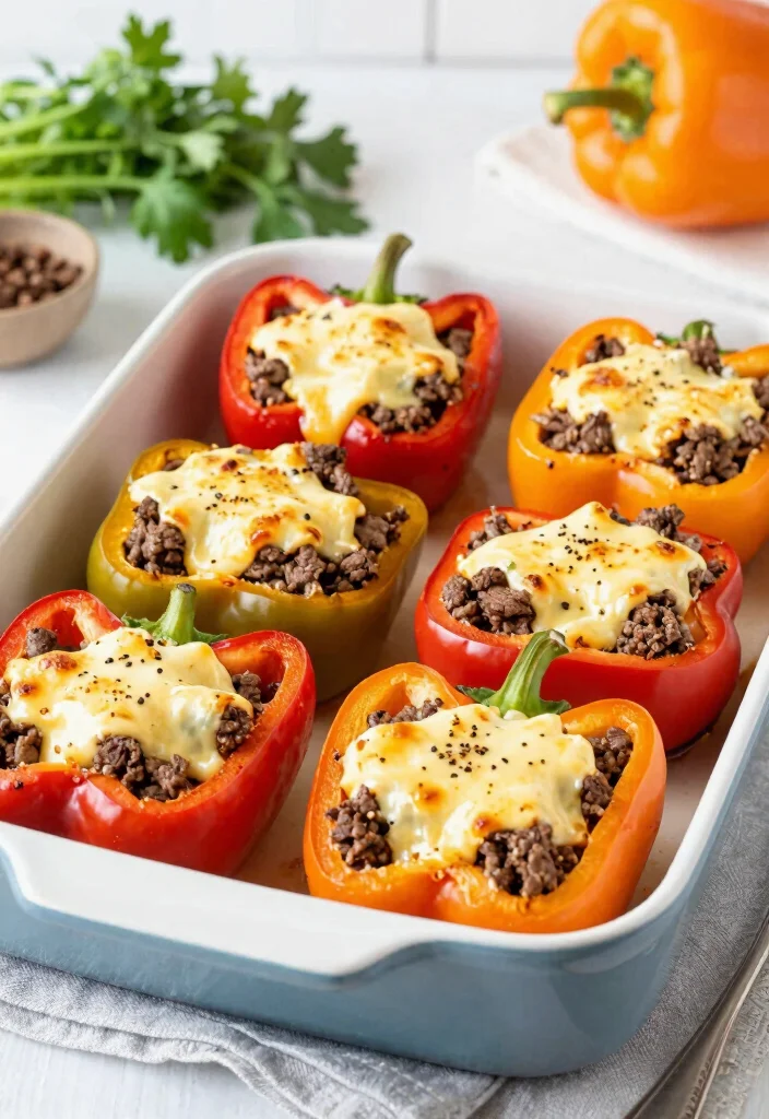 16 Ground Beef Casserole Recipes Cozy Family Bakes - 16. Beef and Cheese Stuffed Bell Peppers Casserole 1