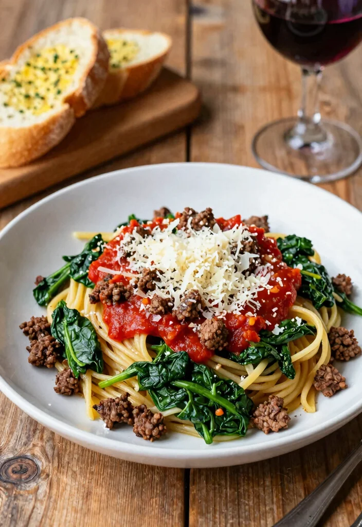 16 Ground Beef Noodles Recipes Quick Comfort Bowls - 7. Ground Beef and Spinach Pasta 1