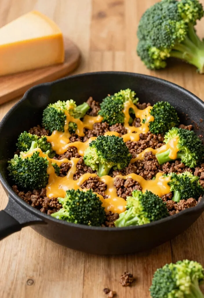 16 Ground Beef Recipes Healthy Balanced Easy Meals - 3. One-Pan Cheesy Beef and Broccoli Skillet 1