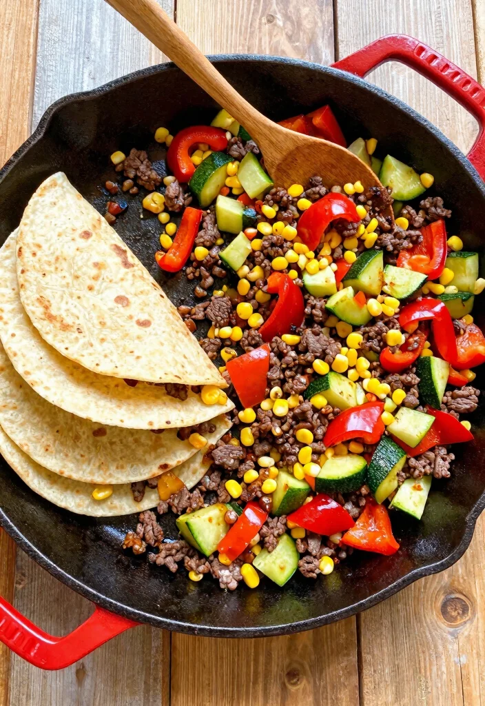 16 Ground Beef Taco Recipes Easy Taco Night Hits - 4. Beef and Veggie Taco Skillet 1