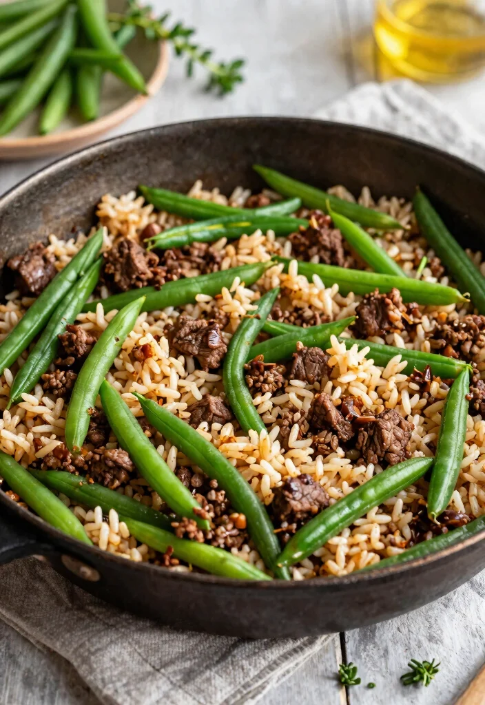 16 Ground Beef and Rice Recipes One Pan Comfort - 11. Beef and Rice with Green Beans 1
