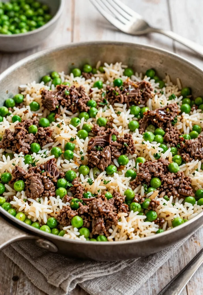 16 Ground Beef and Rice Recipes One Pan Comfort - 15. One-Pan Beef and Rice with Peas 1