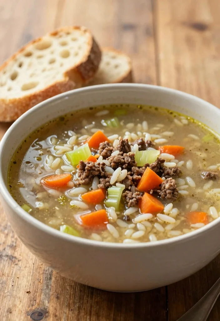 16 Ground Beef and Rice Recipes One Pan Comfort - 7. Beef and Rice Soup 1