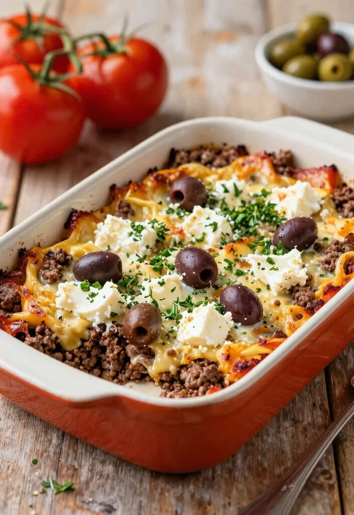 16 Hamburger Casserole Recipes Easy Cozy Bakes - 8. Greek Hamburger Casserole 1