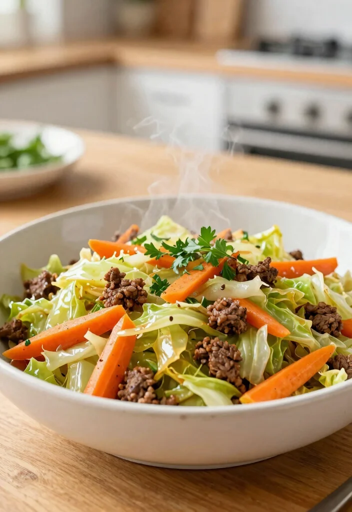 16 Hamburger and Cabbage Recipes: Budget Comfort Plates - 13. Sautéed Cabbage with Ground Beef and Carrots 1