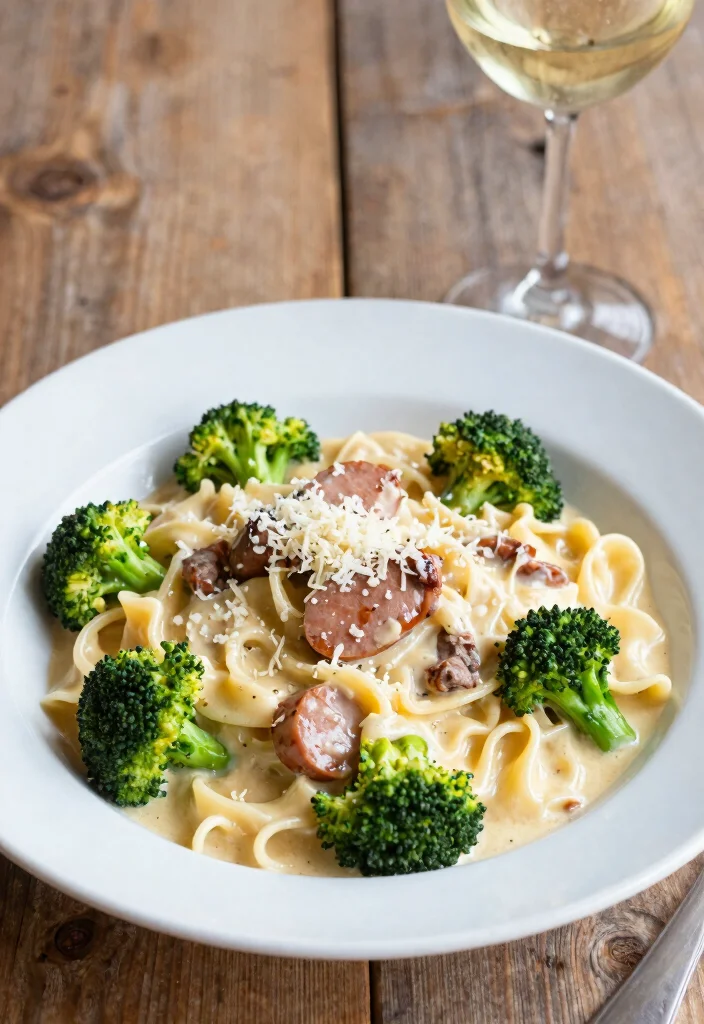 17 Beef Smoked Sausage Recipes: Easy One Pan Meals - 16. Beef Smoked Sausage and Broccoli Alfredo 1