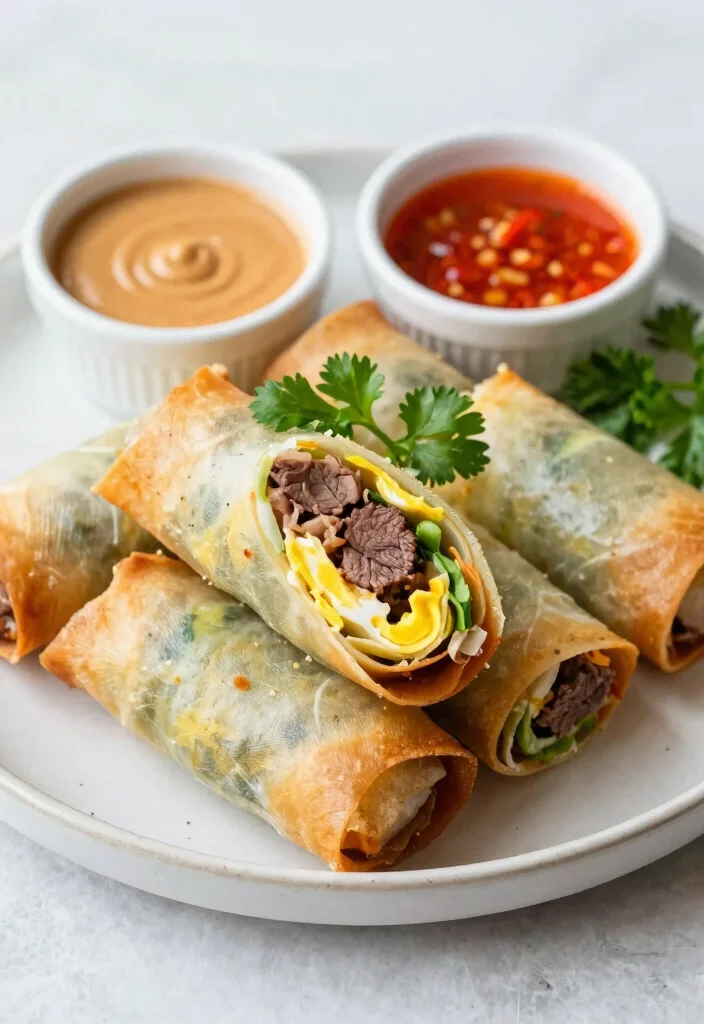 17 Beef and Egg Noodle Recipes Cozy Comfort Classics - 8. Beef and Egg Noodle Spring Rolls 1