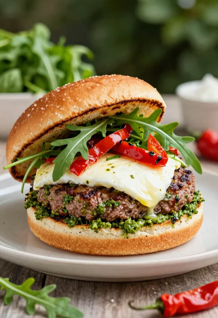 17 Ground Beef Burger Recipes: Juicy Classic Patties - 15. Pesto Mozzarella Burger 1