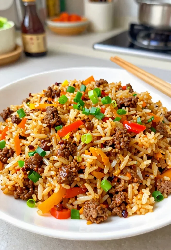 17 Ground Beef Recipes for Dinner: Everyday Favorites - 15. Ground Beef Stir-Fried Rice 1