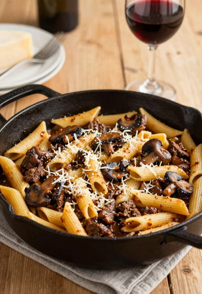 17 Ground Beef Skillet Recipes One Pan Wonders - 11. Beef and Mushroom Pasta Skillet 1