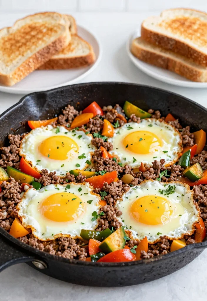 17 Ground Beef Skillet Recipes One Pan Wonders - 15. Ground Beef and Egg Breakfast Skillet 1