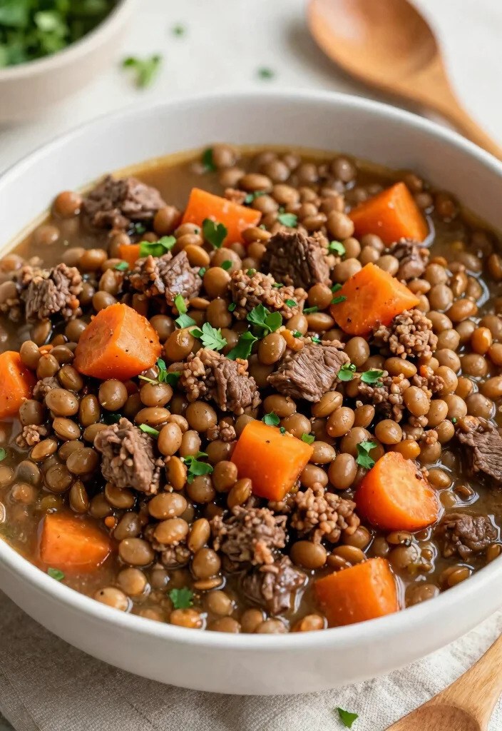 17 Ground Beef Stew Recipes Rich Comfort Classics - 12. Hearty Ground Beef and Lentil Stew 1