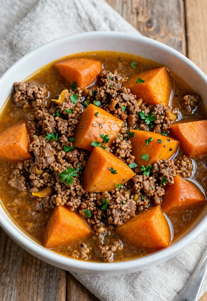 17 Ground Beef Stew Recipes Rich Comfort Classics - 16. Ground Beef and Sweet Potato Stew 1