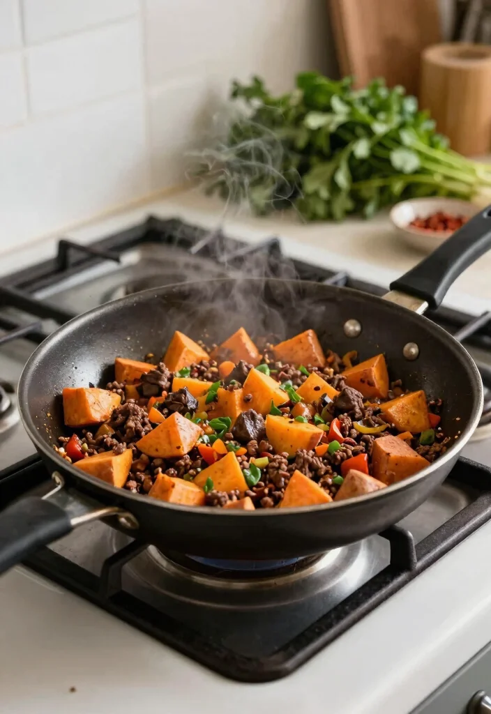 17 Ground Beef Sweet Potato Recipes: Hearty Healthy Bowls - 1. Sweet Potato and Ground Beef Skillet 1