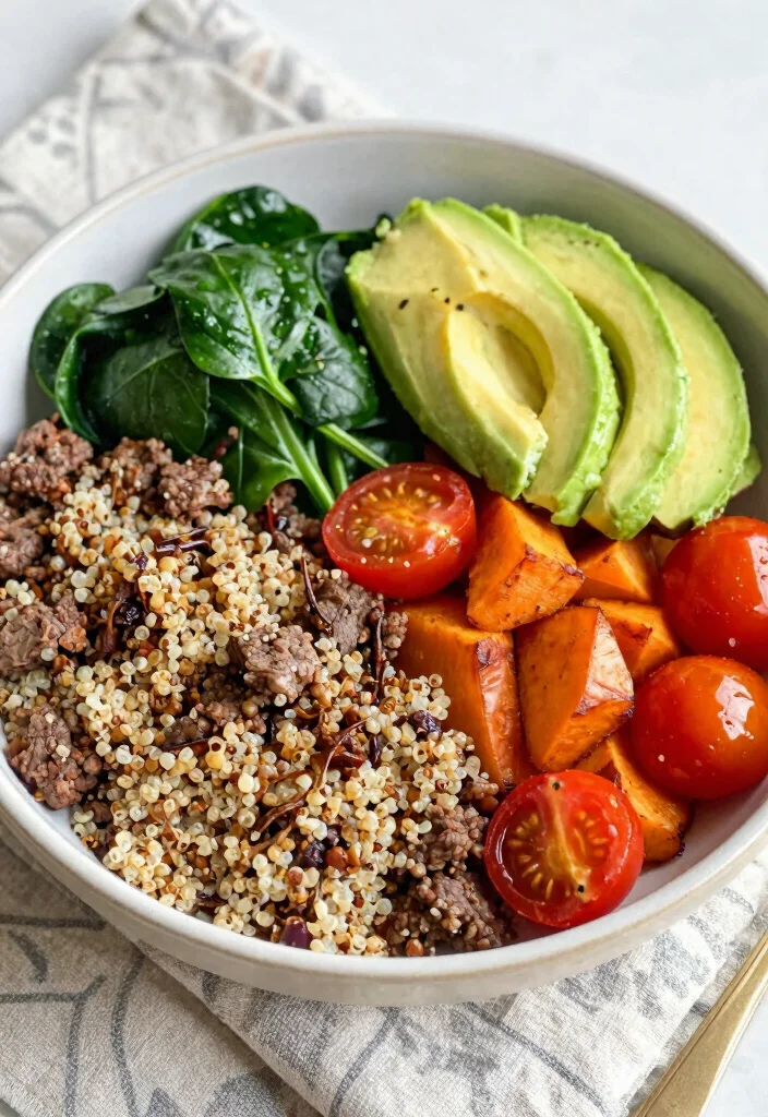 17 Ground Beef Sweet Potato Recipes: Hearty Healthy Bowls - 12. Ground Beef Sweet Potato Quinoa Bowl 1