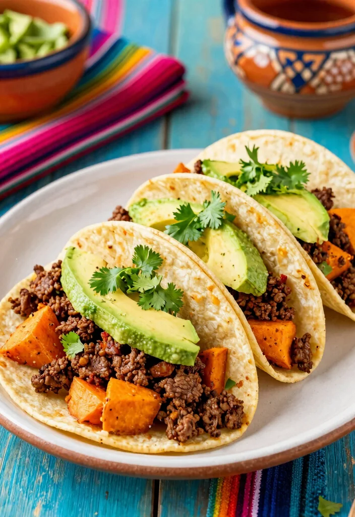 17 Ground Beef Sweet Potato Recipes: Hearty Healthy Bowls - 3. Spicy Sweet Potato Beef Tacos 1