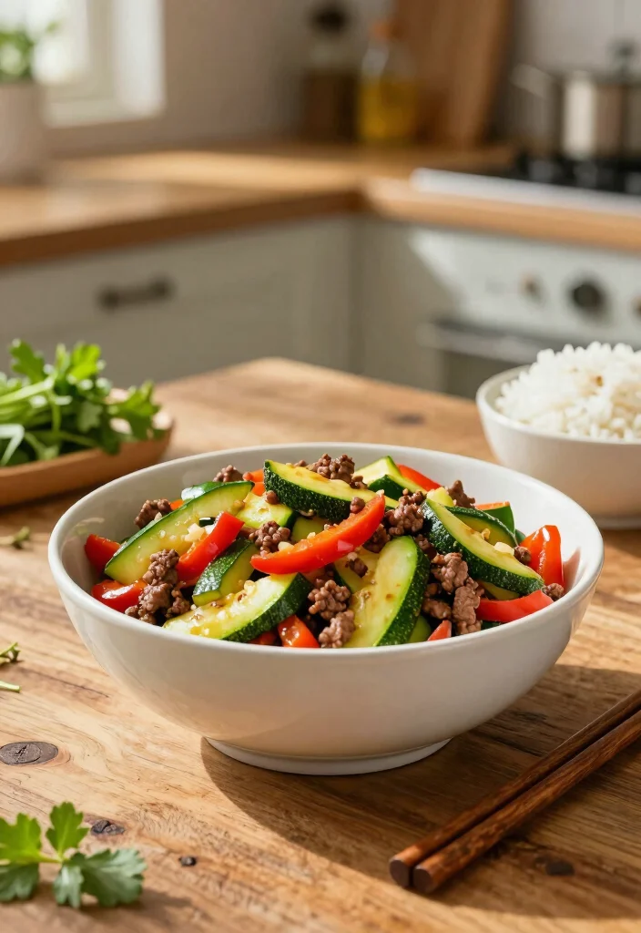 17 Ground Beef and Zucchini Recipes for Light Healthy Bowls - 1. Zucchini and Beef Stir-Fry Bowl 1