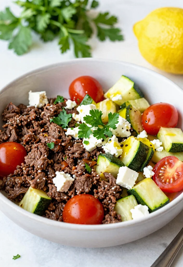17 Ground Beef and Zucchini Recipes for Light Healthy Bowls - 5. Mediterranean Ground Beef and Zucchini Bowls 1