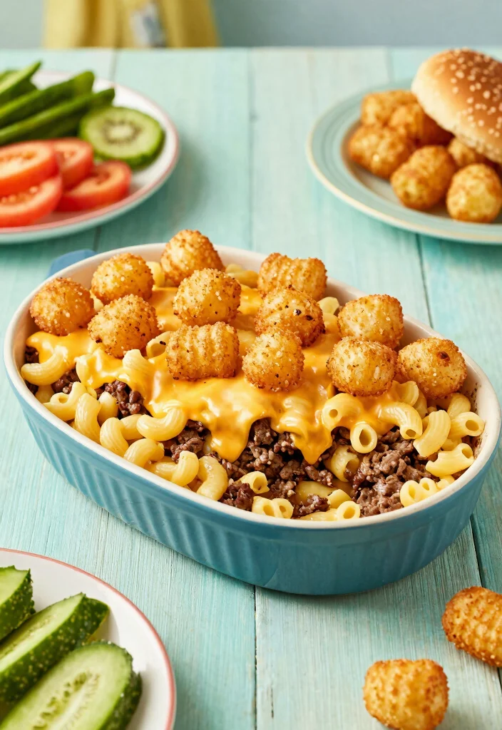17 Hamburger Tater Tot Casserole Recipes Cheesy Family Hits - 11. Cheeseburger Macaroni Tater Tot Casserole 1
