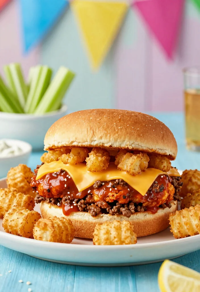 17 Hamburger Tater Tot Casserole Recipes Cheesy Family Hits - 12. Buffalo Chicken Hamburger Tater Tot Casserole 1