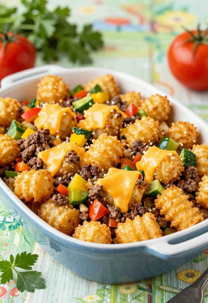 17 Hamburger Tater Tot Casserole Recipes Cheesy Family Hits - 13. Vegetable Hamburger Tater Tot Casserole 1