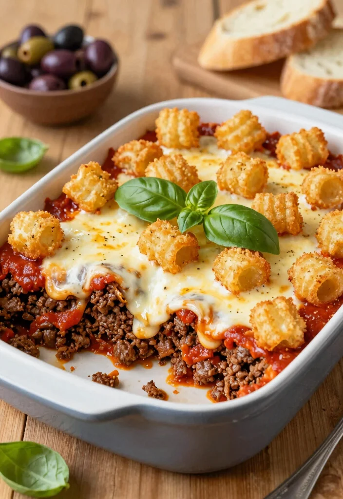 17 Hamburger Tater Tot Casserole Recipes Cheesy Family Hits - 5. Italian Hamburger Tater Tot Casserole 1