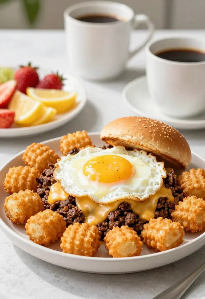 17 Hamburger Tater Tot Casserole Recipes Cheesy Family Hits - 6. Breakfast Hamburger Tater Tot Casserole 1