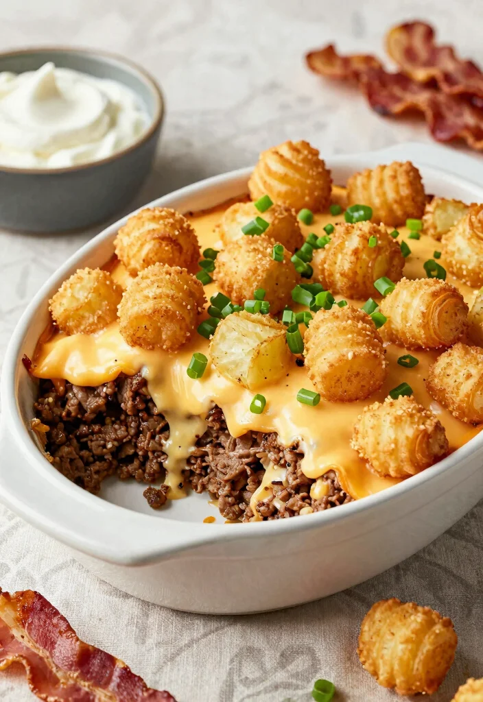 17 Hamburger Tater Tot Casserole Recipes Cheesy Family Hits - 7. Loaded Baked Potato Hamburger Tater Tot Casserole 1