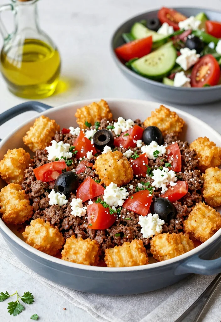 17 Hamburger Tater Tot Casserole Recipes Cheesy Family Hits - 8. Mediterranean Hamburger Tater Tot Casserole 1