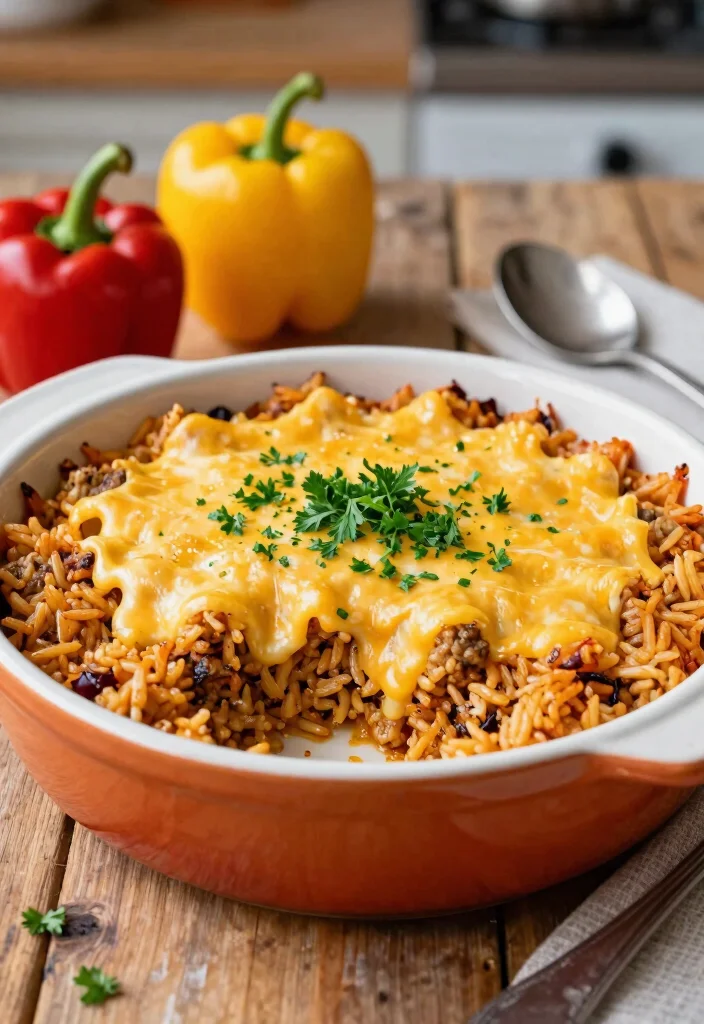 17 Hamburger and Rice Recipes: Easy One Pot Meals - 1. Cheesy Hamburger Rice Casserole 1