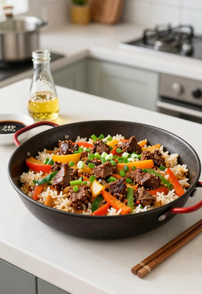 17 Hamburger and Rice Recipes: Easy One Pot Meals - 4. Asian-Inspired Beef and Rice Skillet 1