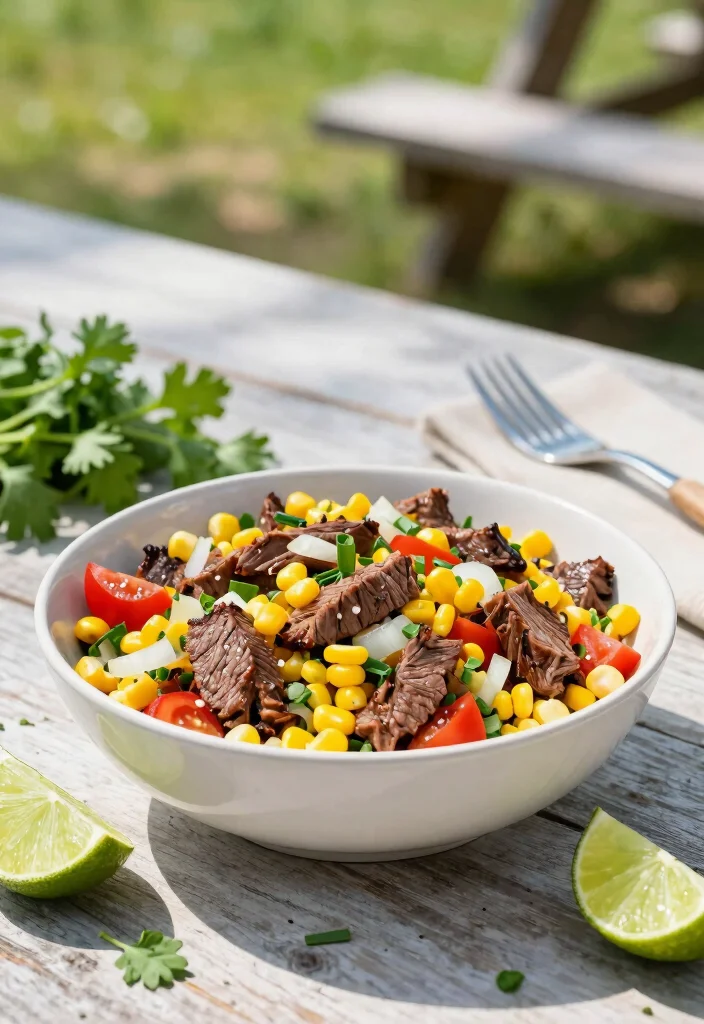 18 Beef Skirt Steak Recipes: Bold Tex Mex Favorites - 8. Beef Skirt Steak and Corn Salad 1