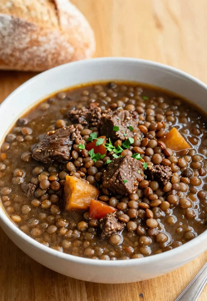 18 Beef Stew Crock Pot Recipes Cozy Set and Forget - 13. Beef Stew with Lentils 1