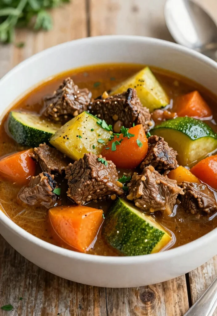 18 Beef Stew Crock Pot Recipes Cozy Set and Forget - 16. Beef Stew with Zucchini 1