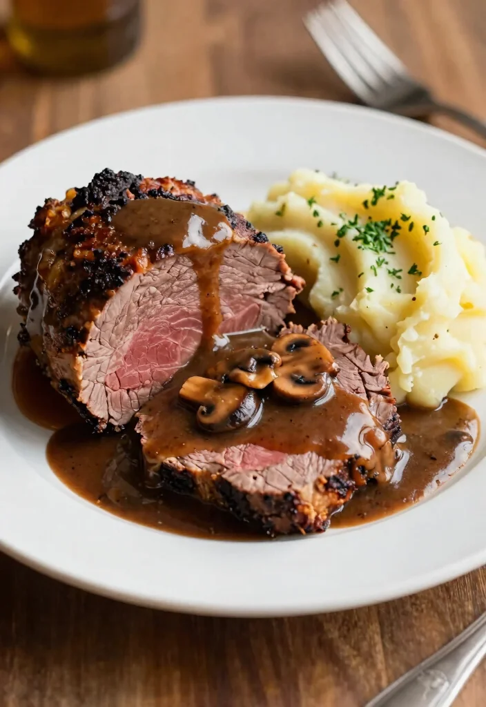 18 Beef Top Round Roast Recipes for Lean Budget Roasts - 9. Beef Top Round Roast with Mushroom Gravy 1