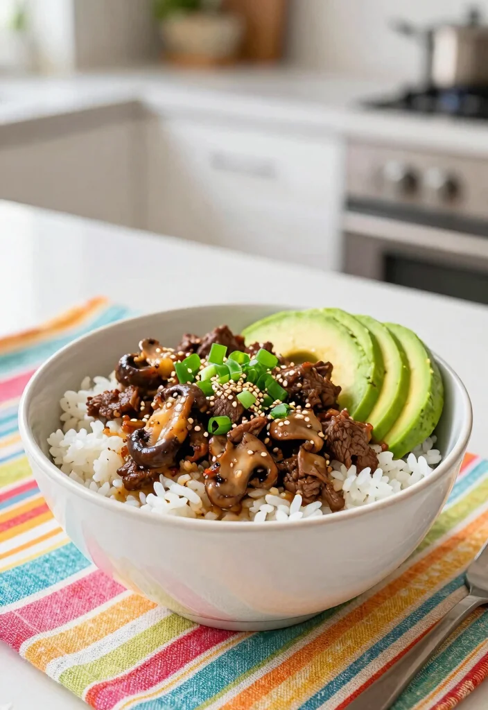 18 Beef and Mushroom Recipes for Savory Rich Weeknight Dinners - 10. Beef and Mushroom Rice Bowl 1