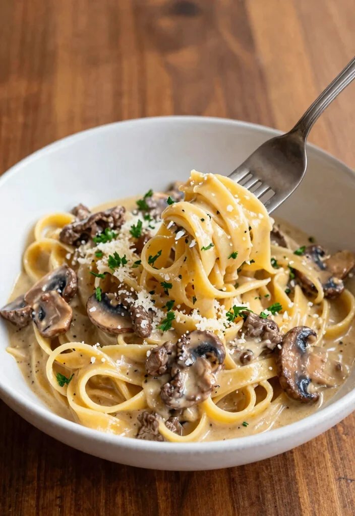 18 Beef and Mushroom Recipes for Savory Rich Weeknight Dinners - 3. Creamy Beef and Mushroom Pasta 1