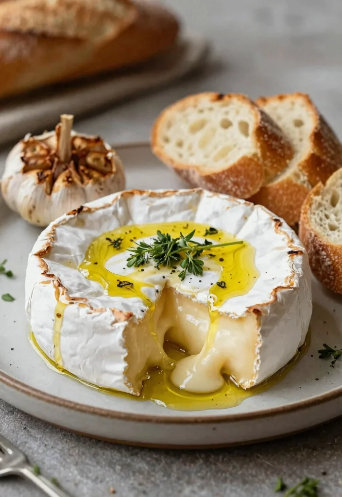 18 Brie Cheese Recipes: Baked Melty Elegant Appetizers - 11. Roasted Garlic and Olive Oil Brie 1