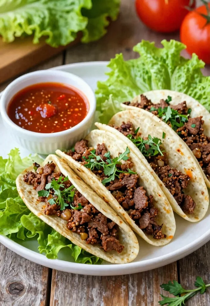 18 Carnivore Ground Beef Recipes: Simple Protein Focused - 18. Beef Lettuce Wraps with Spicy Sauce 1