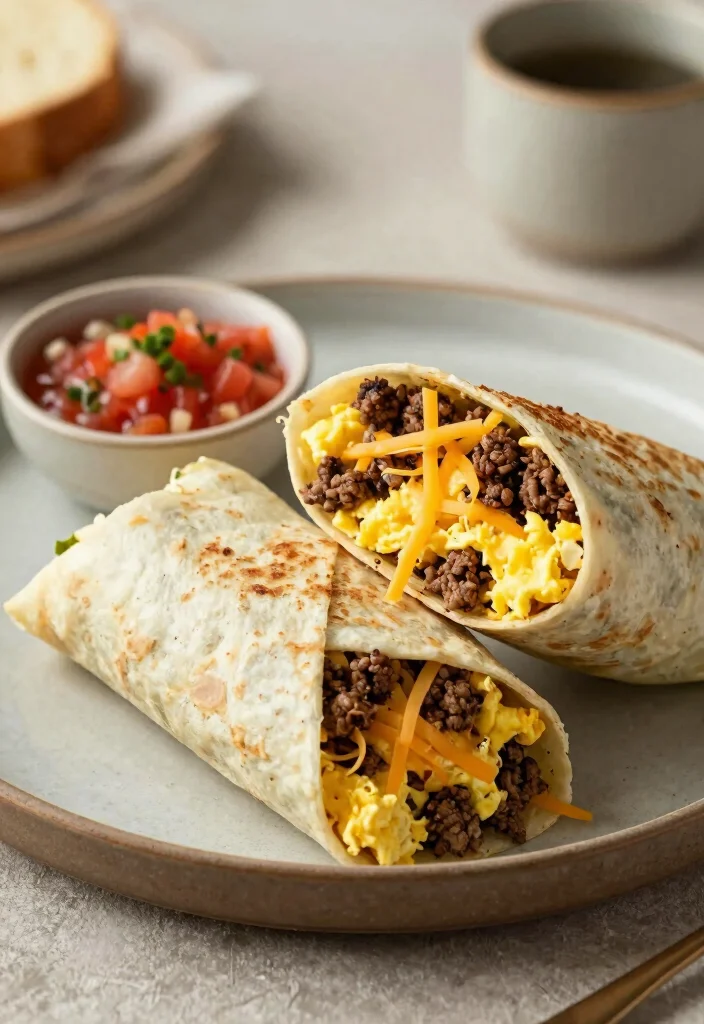 18 Ground Beef Breakfast Recipes: Protein-Packed Starts - 9. Ground Beef Omelet Wraps 1