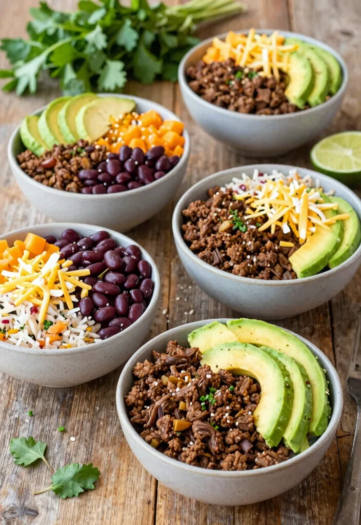 18 Ground Beef Crockpot Recipes Set and Forget Meals - 13. Ground Beef Burrito Bowls 1