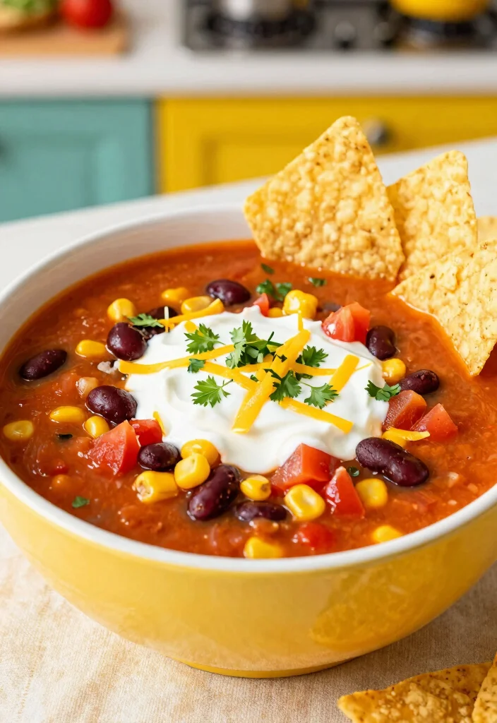 18 Ground Beef Crockpot Recipes Set and Forget Meals - 5. Taco Soup 1