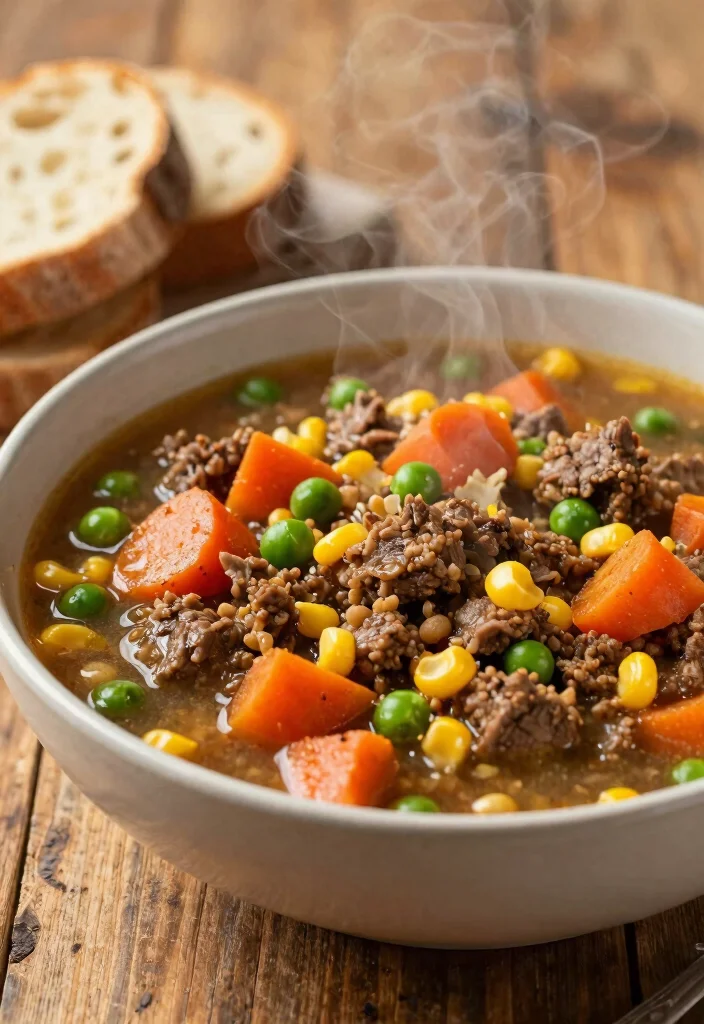18 Ground Beef Crockpot Recipes Set and Forget Meals - 8. Ground Beef and Vegetable Stew 1